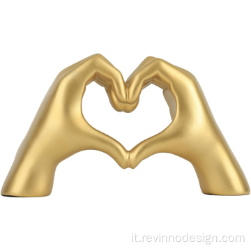 Gold Gestture Decoration Heart Hand Statue Decoration